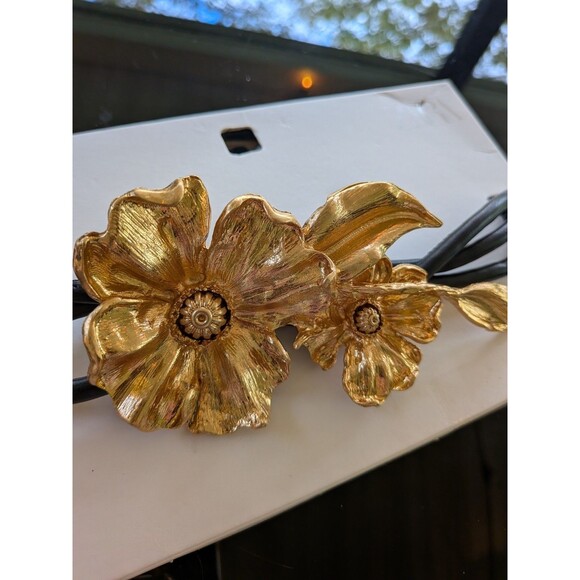 ZARA Belt Women's SS25 Golden Flower Black Cord Statement Glam - Picture 6 of 10